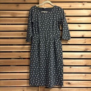 Boden 100% Cotton 3/4 Sleeve Gray Dress with White and Yellow Floral Size 8L